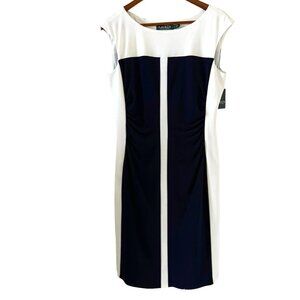 Lauren Ralph Lauren NEW Navy & Cream Color Block Dress Size 12